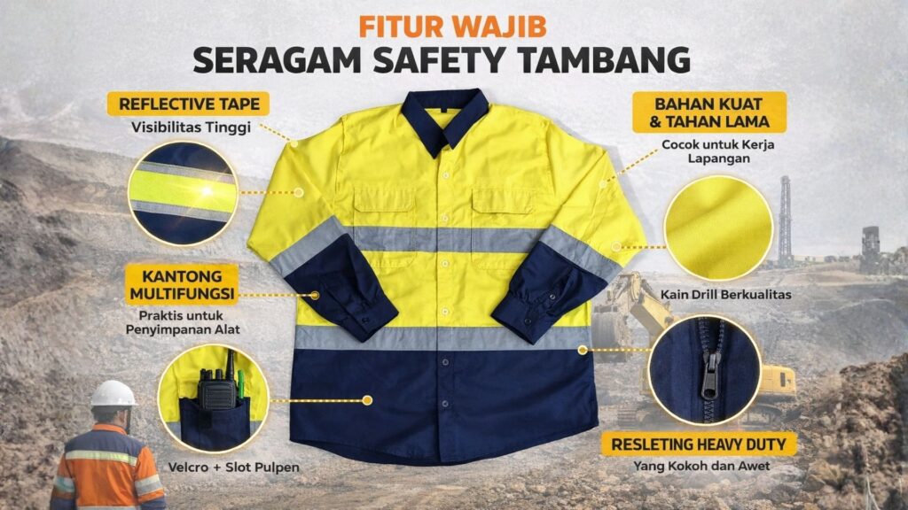 konveksi seragam safety tambang - fitur wajib